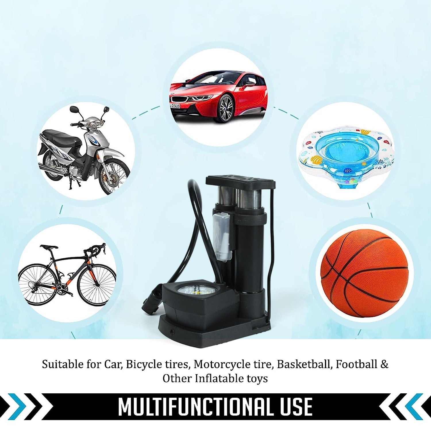 0533 Portable Mini Bike Pump/Cycle Pump Foot Activated with Gauge Floor Bicycle Pump & Cycle Pump DeoDap 0533 Portable Mini Bike Pump/Cycle Pump Foot Activated with Gauge Floor Bicycle Pump & Cycle Pump DeoDap